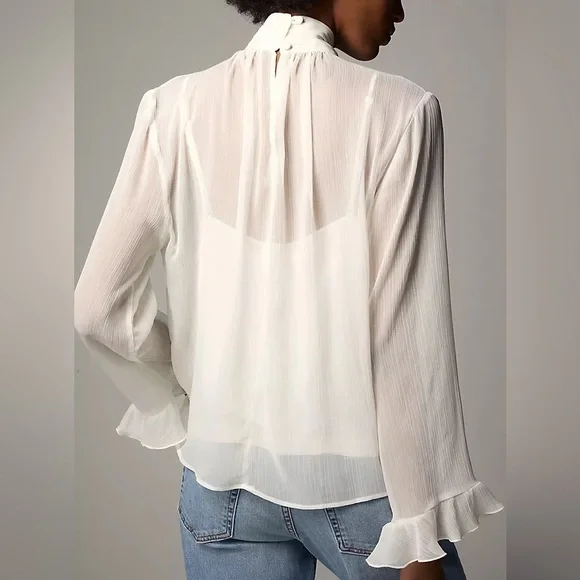 Anthropologie White Sheer Blouse - Picture 3 of 6